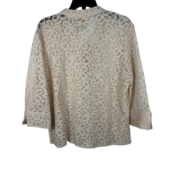 Ruby Rd. Women's Cream Lace Cardigan - Picture 3 of 3
